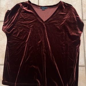 Womens plus size sanctuary maroon purple velvet shirt sleeve blouse